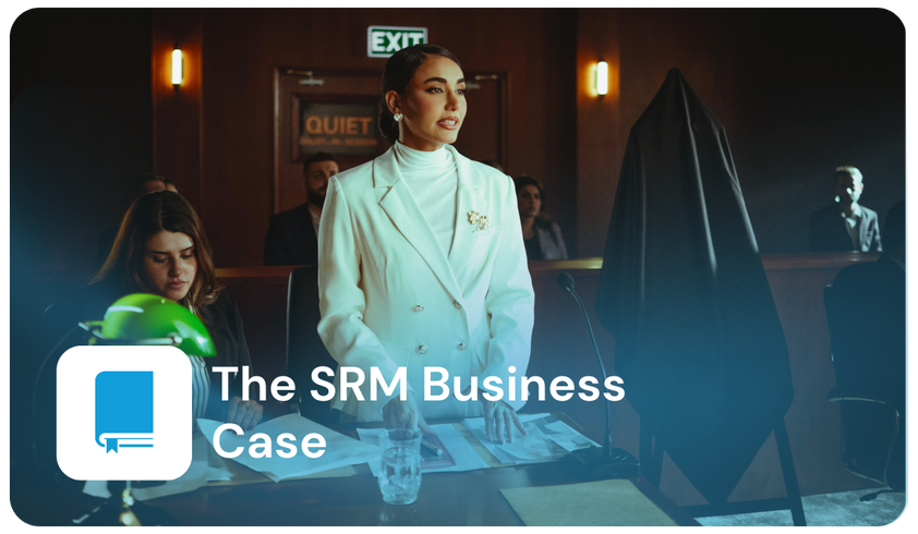 Cover image of the SRM Business Case eBook explaining the value of supplier relationship management