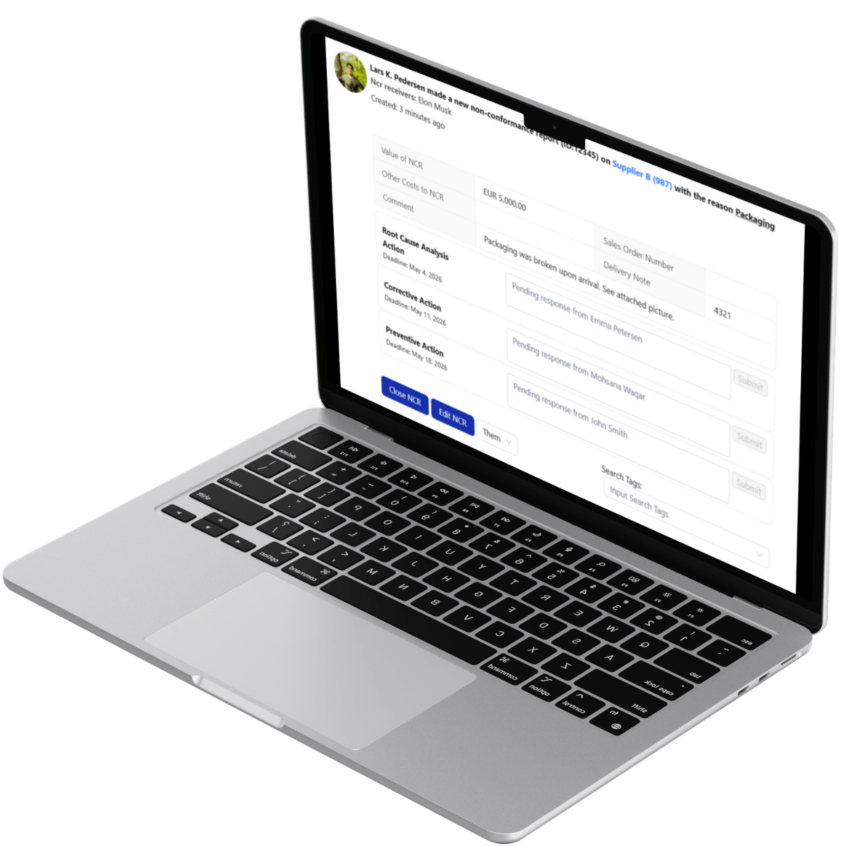 Leanlinking SRM allows you to manage deviations from your suppliers