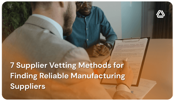 Procurement manager reviewing supplier vetting documentation in a regulated manufacturing environment