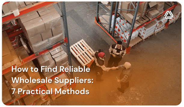 Wholesale supplier meeting in a warehouse with pallets and packaged goods