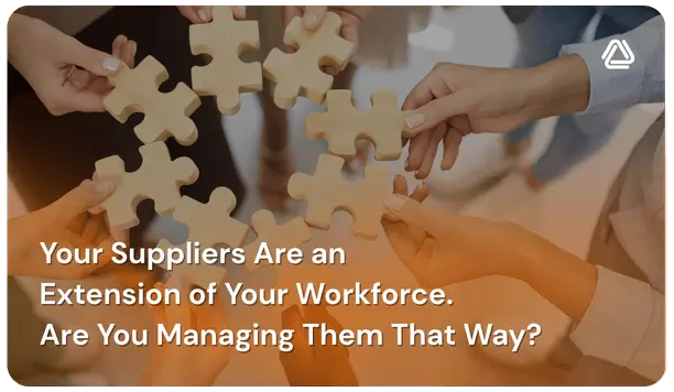 Team connecting puzzle pieces representing supplier management and collaboration
